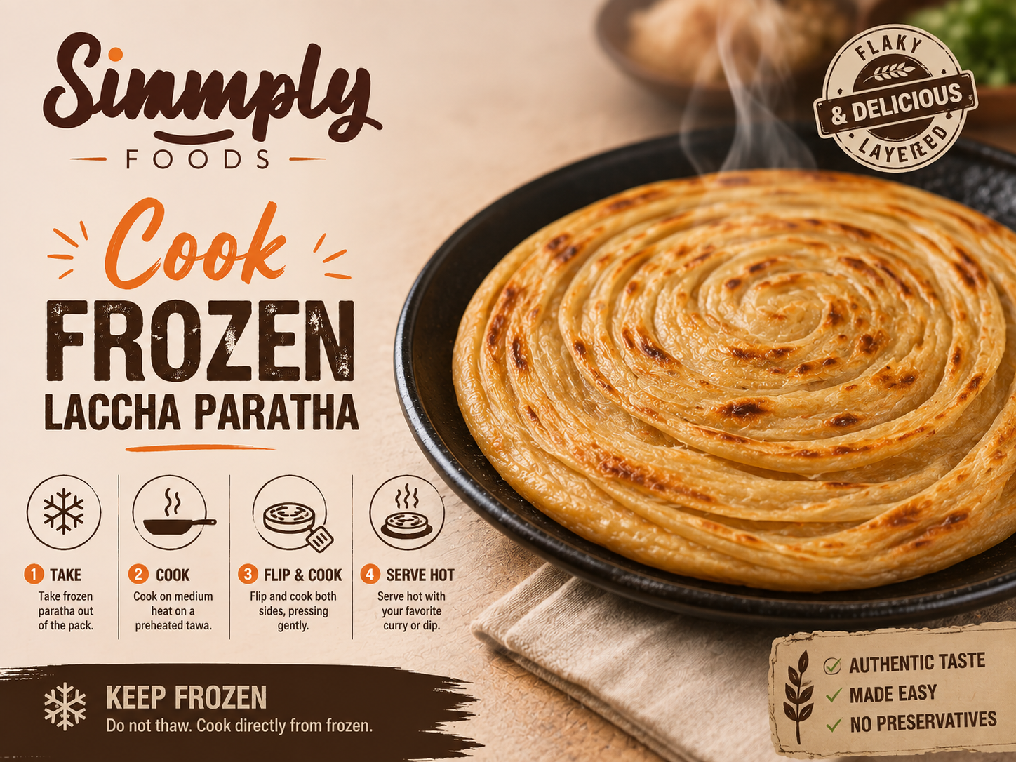 Simmply Foods frozen laccha paratha cooking guide